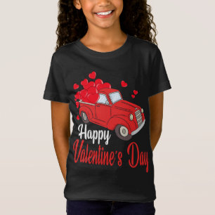 Camiseta Camión Rojo Retro Vintage con corazones Happy Vale