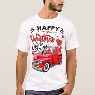 Camiseta Camión Rojo Terrier de Boston Feliz San Valentín