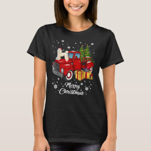 Camiseta Camión rojo viajando con perro navidad X más feo