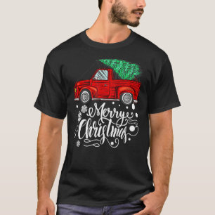 Camiseta Camión Rojo Vintage Con Familia De Árboles De Navi