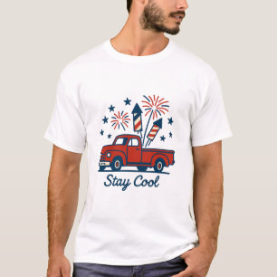 Camiseta Camión rojo vintage con fuegos artificiales - Este