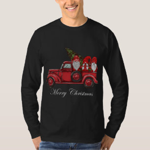 Camiseta Camión Rojo Vintage Con Tres Gnomes Feliz Christma
