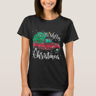 Camiseta Camión Rojo Vintage de árbol de navidad con rellen