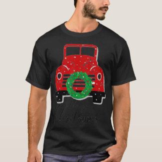 Camiseta Camión Rojo Vintage divertido con arbol navideño
