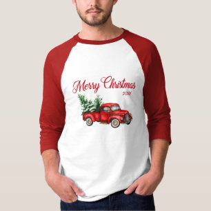 Camiseta Camión rojo Vintage navideño