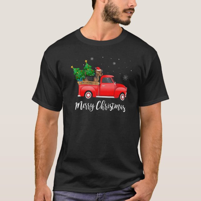 Camiseta Camión rojo y azul galés árbol de Navidad perro de (Anverso)