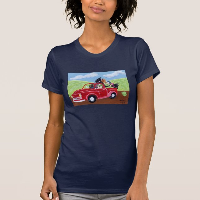 Camiseta Camión rojo y Labradors (Anverso)