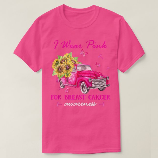 Camiseta Camión Rosa De Girasol Que Uso Rosa Para El Cáncer (Diseño del anverso)