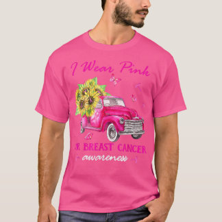 Camiseta Camión Rosa De Girasol Que Uso Rosa Para El Cáncer