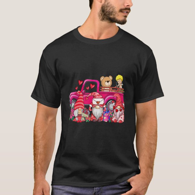 Camiseta Camión rosa Gnomes Rojos Feliz Gnome del Día de Sa (Anverso)