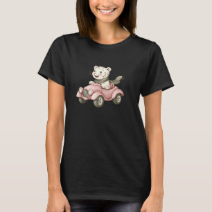Camiseta Camión rosa pequeño que conduce el tigre blanco ad
