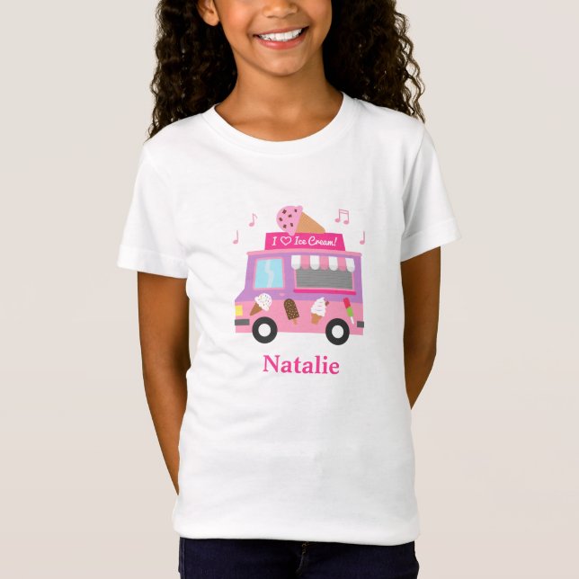 Camiseta Camión rosado púrpura dulce del helado para los (Anverso)