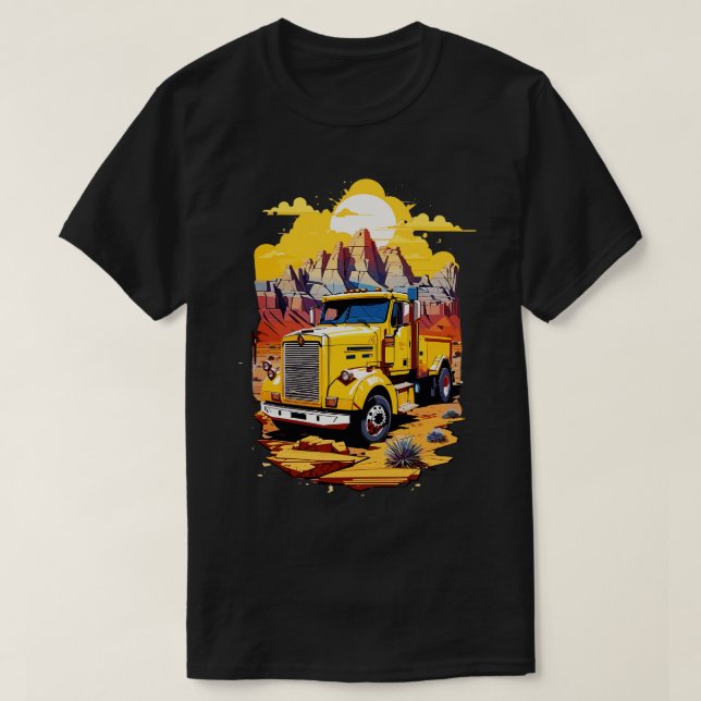 Camiseta Camión semi amarillo (Diseño del anverso)
