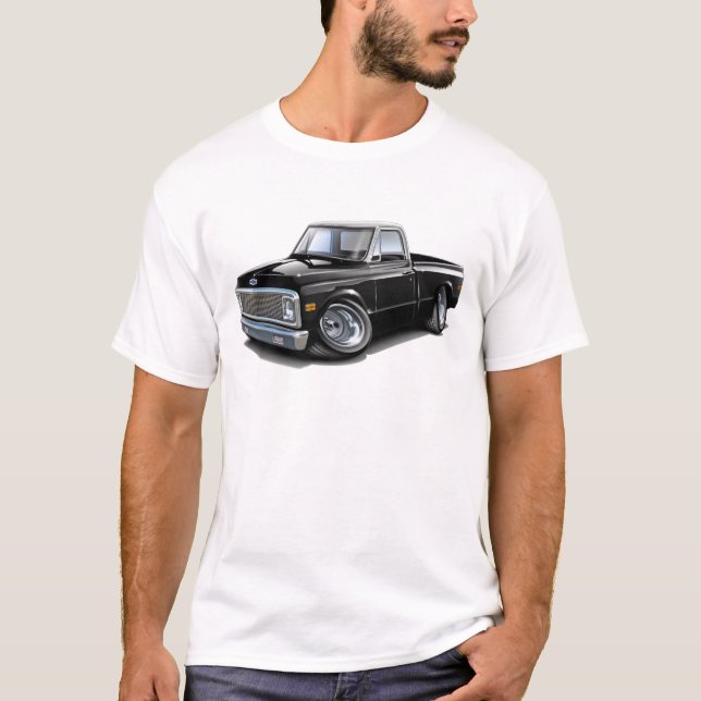 Camiseta Camión superior Negro-Blanco 1970-72 de Chevy C10 (Anverso)
