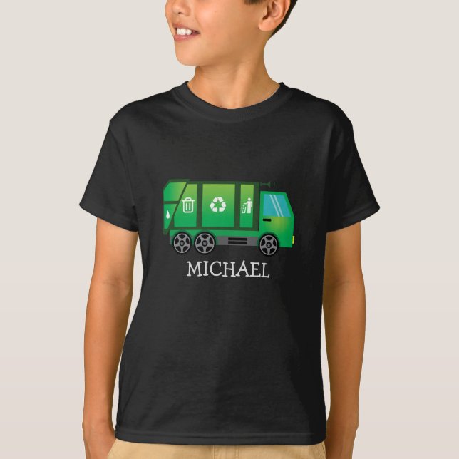 Camiseta Camión verde de basura/reciclaje con nombre de niñ (Anverso)