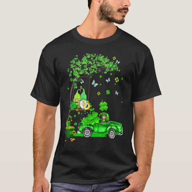 Camiseta Camión Verde Gnome Feliz Día St Patrick S (Anverso)