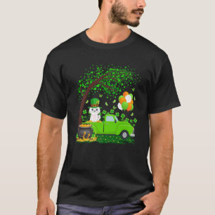 Camiseta Camión verde gracioso Shamrock Leaf Cat St Patrick