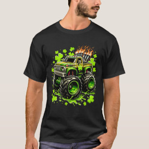 Camiseta Camión Verde Monstruo de Niños Shamrock Día de San