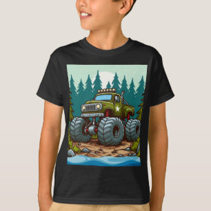 Camiseta Camión verde monstruo en el bosque