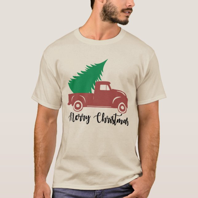 Camiseta Camión y árbol de Navidades festivos (Anverso)