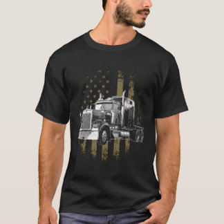 Camiseta Camionero Bandera Americana Big Rig Semi-Trailer C