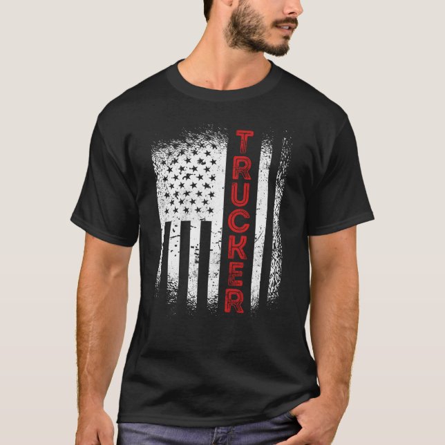 Camiseta Camionero camionero bandera estadounidense patriot (Anverso)
