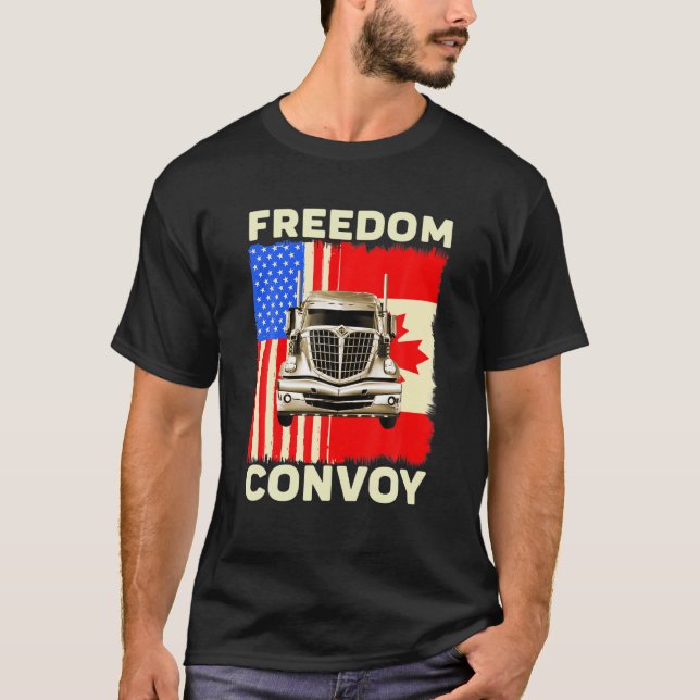 Camiseta Camionero canadiense con bandera de convoy de Cana (Anverso)