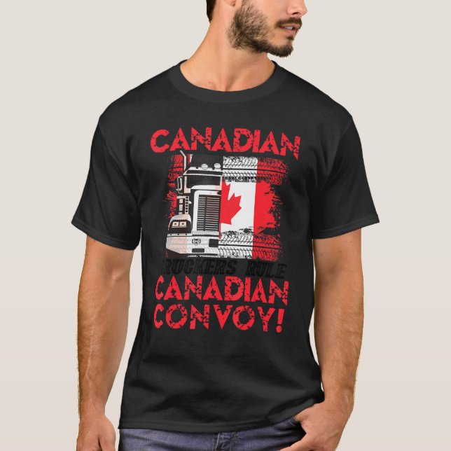 Camiseta Camionero canadiense Freedom Convoy Truck Print M (Anverso)