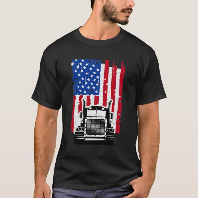 Camiseta Camionero Conductor De Camiones Bandera Estadounid (Anverso)