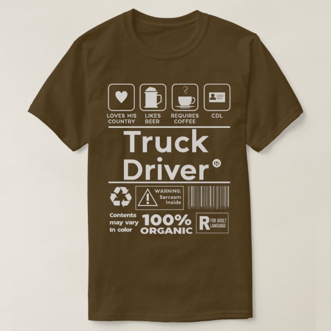 Camiseta Camionero de país de transporte de mercancías Dies (Diseño del anverso)