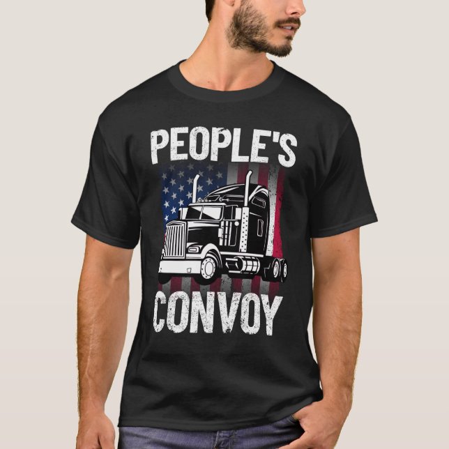 Camiseta Camionero estadounidense Libertad de Convoy Popula (Anverso)