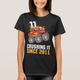 Camiseta Camionero Feliz Cumpleaños De 11 Años Cruzando Si