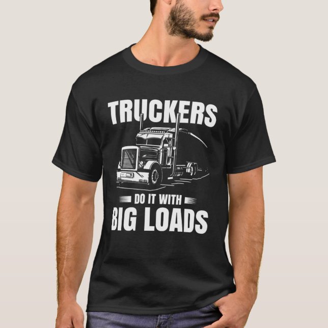 Camiseta Camionero Hombres Camionero Esposo Semi Trailer 3 (Anverso)
