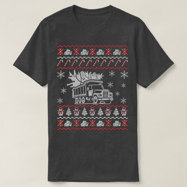 Camiseta Camionero Navidades feos arrojan regalos graciosos (Diseño del anverso)