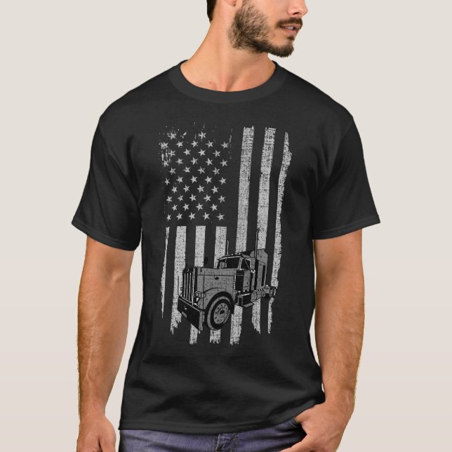 Camiseta Camionero patriótico de la bandera americana del (Anverso)