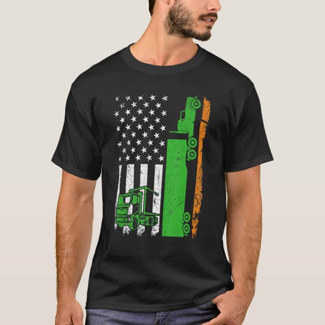 Camiseta Camionero retro asombroso Shamrock Us Flag Patrick (Anverso)