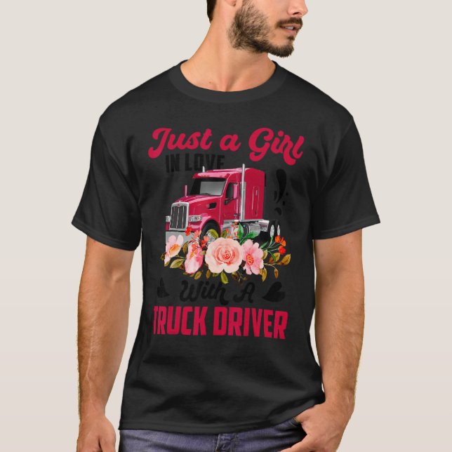 Camiseta Camionero Sólo Un Chica Enamorado Con Un Conductor (Anverso)