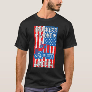 Camiseta Camioneros Mueven Camión Estadounidense Bandera Es