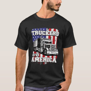 Camiseta Camioneros Mueven la Bandera Americana Semi Truck