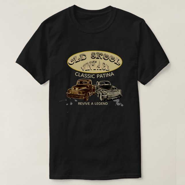 Camiseta Camiones clásicos viejos de la pátina de Skool - (Diseño del anverso)