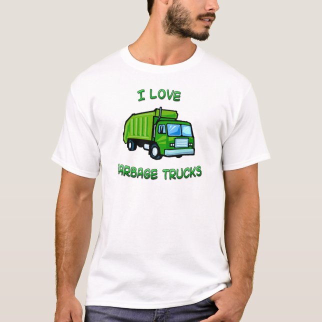 Camiseta camiones de basura del amor del verde I (Anverso)