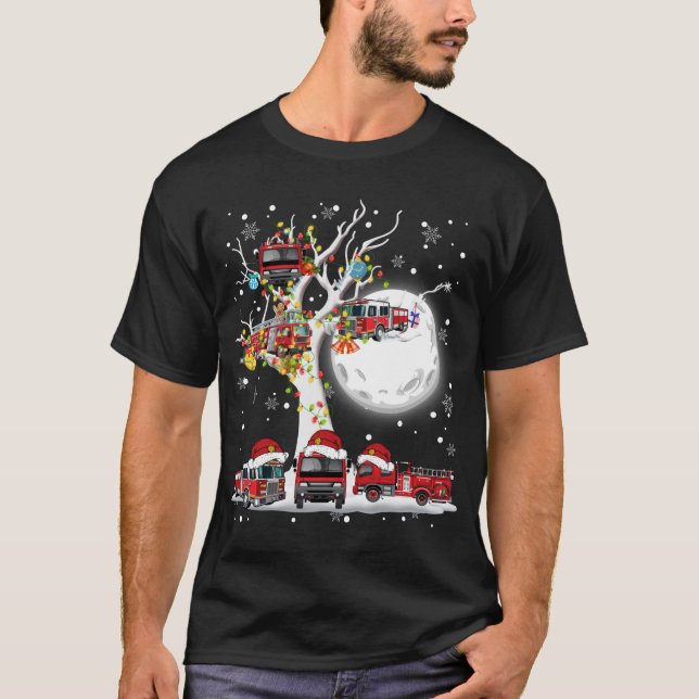 Camiseta Camiones de bomberos de Santa Claus contra Navidad (Anverso)