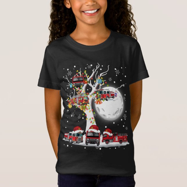 Camiseta Camiones de bomberos de Santa Claus contra Navidad (Anverso)