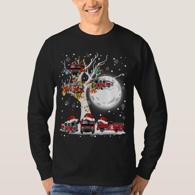 Camiseta Camiones de bomberos de Santa Claus contra Navidad (Anverso)