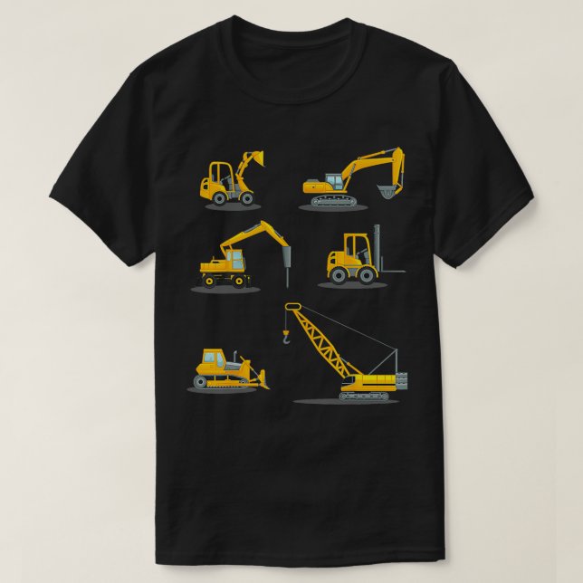 Camiseta Camiones de construcción de equipos pesados niños  (Diseño del anverso)