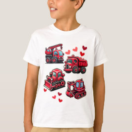 Camiseta Camiones de construcción día de San Valentín Niños