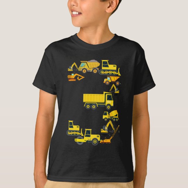 Camiseta Camiones de construcción Niños de 3 años de edad (Anverso)