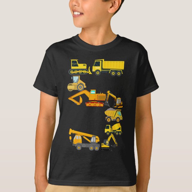 Camiseta Camiones De Construcción Para Cinco Años (Anverso)