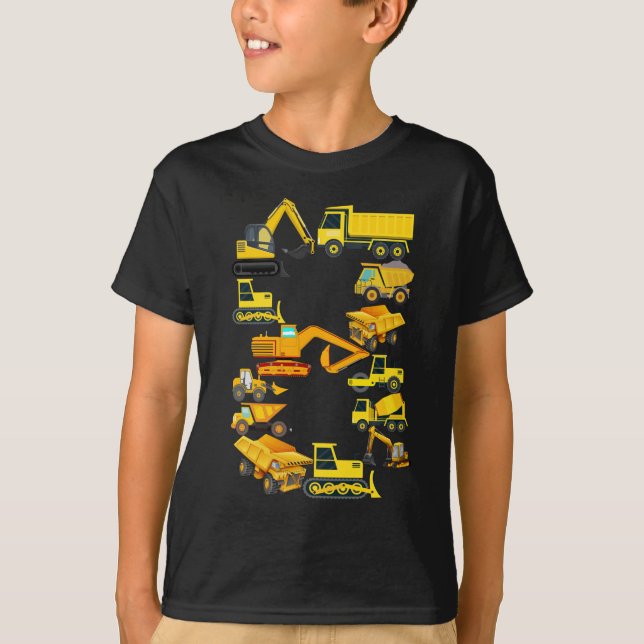 Camiseta Camiones De Construcción Para Niños De 8 Años (Anverso)