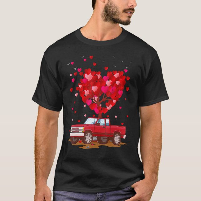 Camiseta Camiones De Recogida Corazones Forma Día de San Va (Anverso)